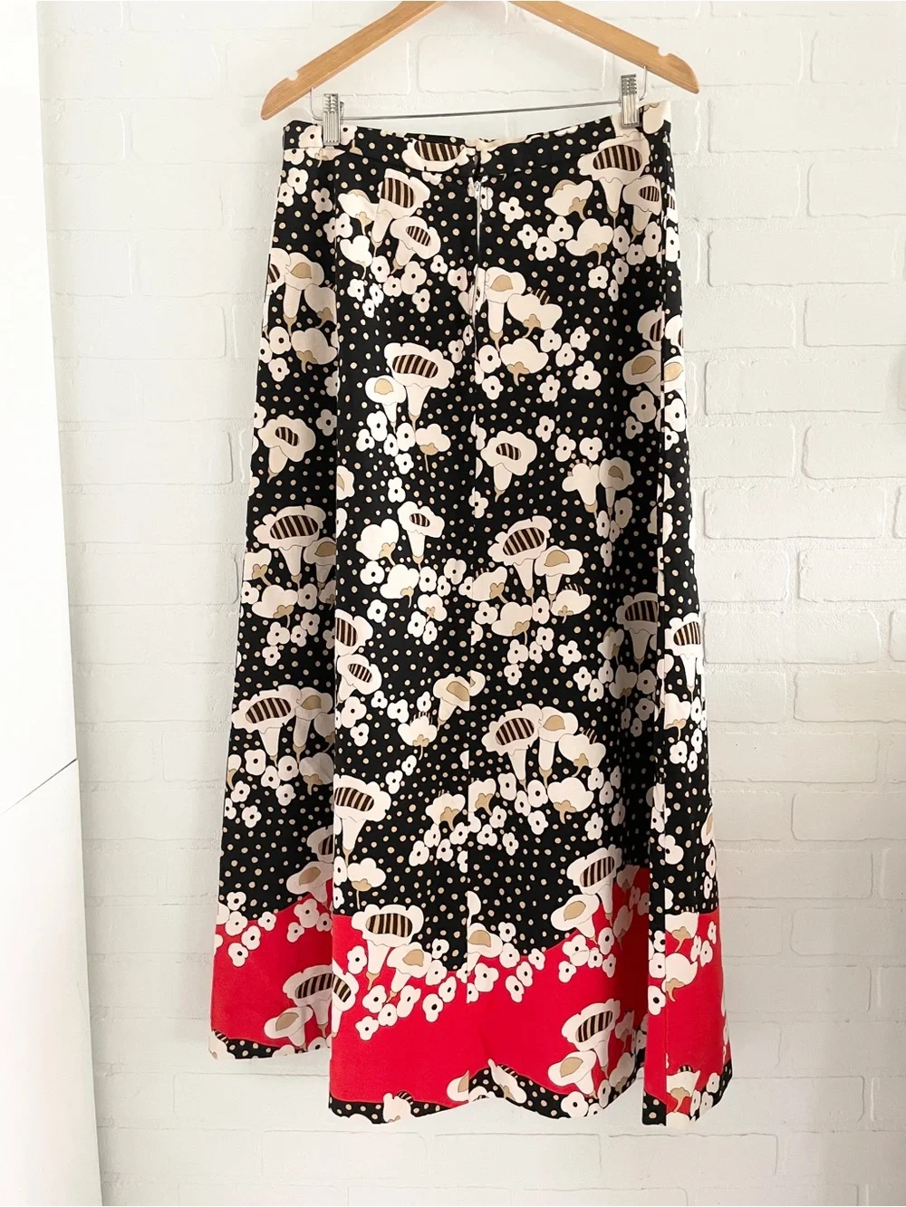 Vintage Holt Renfrew Italy Cotton Mod Botanical Maxi Skirt Editorial Size L - Picture 11 of 16